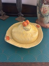 Royal Venton Ware?. Hand Painted Cheese  / Butter Dish. John Steveton. C1920