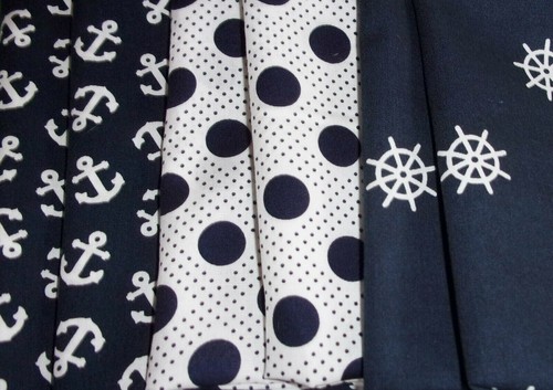Fabric nautical anchors ships - fabric,