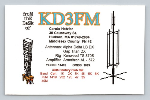 Ham radio qsl kd3fm hudson - ham,