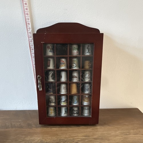 Vintage wooden thimble display - thimble,