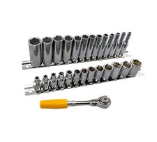 1/4" Dr. Swivel Head Ratchet + Standard & Deep Socket Sets From Britool Hallmark