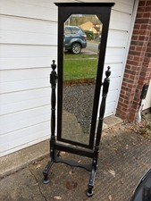 ANTIQUE  DARK OAK CHEVAL MIRROR