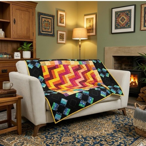 Handmade colourful sofa throw - colourful,