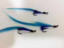 3 x Blue  Sunray Shadow size 6 doubles SALMON fishing  flies Ref.0882