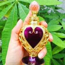 Vintage Crystal Metal Perfume Purple Cut Glass Bottle Collectible Empty Gifts