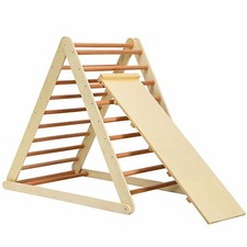 Wooden Foldable Triangle Climber Step Training Ladder Pikler Toddler With Ramp