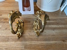 Antique French Curtain Tie Backs Bronze Gold Gilt Rococo - Stamped AD