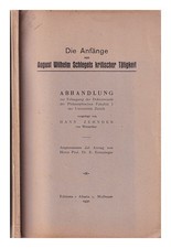 ZEHNDER, HANS (1901-) Die Anf�nge von August Wilhelm Schlegels kritischer T�tigk