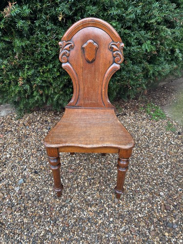Victorian oak hall chair - hall,