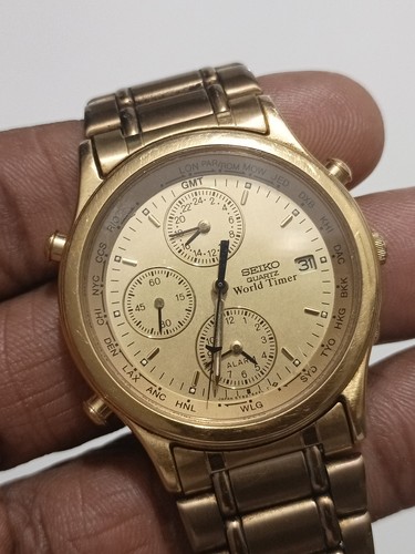 Seiko world timer - timer, gold