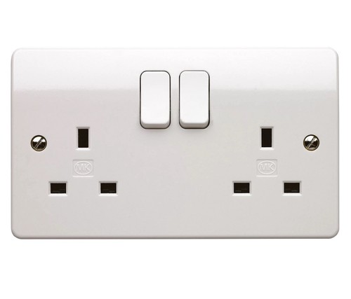 Double 13a 250v gloss white - double,