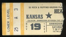 Vintage 1983 Heart Kansas Concert Ticket Stub Birmingham AL