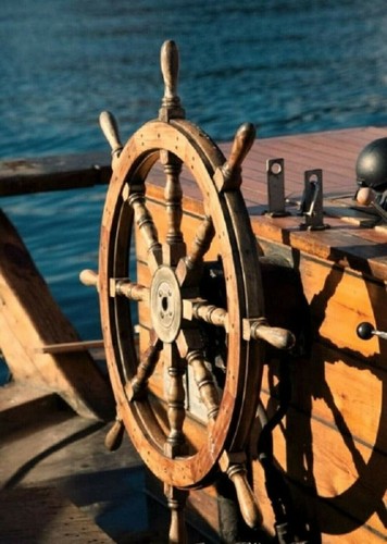 Ship wheel wooden steering - wooden,