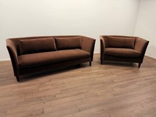 Habitat Hawley Velvet 3 Seater Sofa & Cuddle Chair – Brown