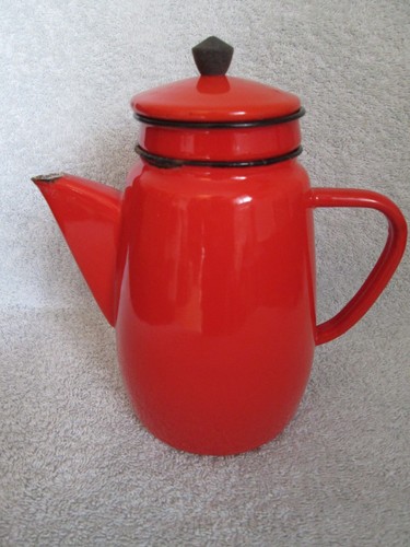 Vintage red enamel - enamel, coffee
