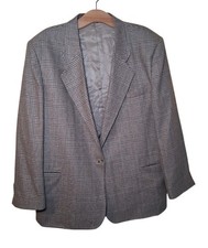 Vintage Orvis Men's Jacket Blazer Size 48L Brown Glen Plaid Tweed Coat 