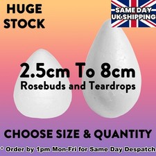 Polystyrene Rose Buds & Teardrops - Rosebuds / Craft Foam Flower Centre Cone