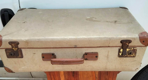 Vintage cream suitcase - , with