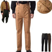 Men Victorian Pants Regency Fall Front Trousers Architect Pants Pirate Steampunk