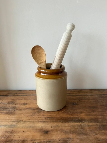 Antique stoneware jar salt - antique,