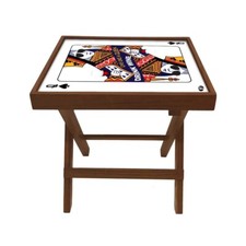 Wood Playing Card Queen Folding Side Bedside Coffee Outdoor Table Furniture