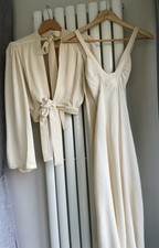 Rare ossie clark for Radley vintage dress 1970s  Two Piece wedding  outfitCream 