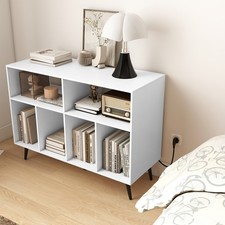 Turntable Stand with Vinyl Storage Shelves-White