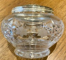 Cut And Etched Glass Rose Bowl