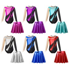 Girl's Ballet Gymnastics Dancewear Outfits Leotard with Skirt Skating Costume