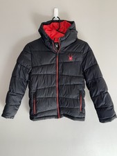 Spyder Boys Winter Puffer Coat Jacket Red Black Casual Warm Snow Ski Small 7/8
