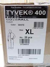 Tyvek 400 Protective Coverall Suit. Dupont, 25/case White XL TY120SWHXL002500
