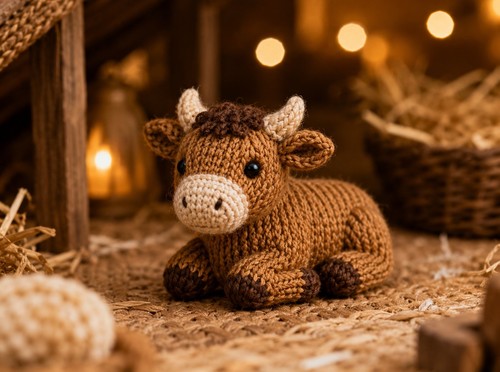 Nativity cow knitting - nativity, dk