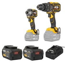 JCB Pro Cordless Combi Drill & Impact Driver 2 5Ah Batteries Charger & Case