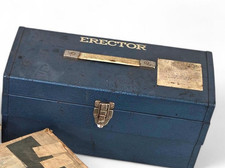 Vintage Gilbert Erector Set Blue Tool Box Instructions Motors Collection