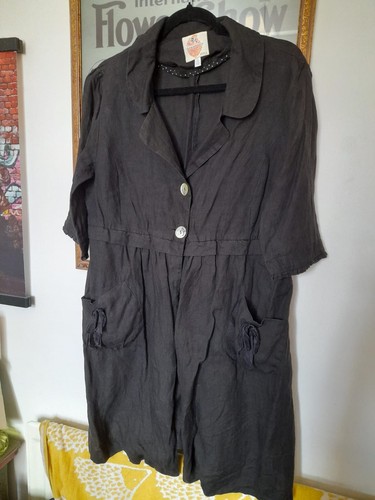 Avoca black linen coat - black,