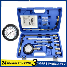 11PCS Petrol Engine Compression Tester Kit Fuel Cylinder Pressure Gauge Tool Set