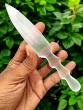 White Selenite Knife Polished Carved Gemstone Crystal Dagger Hand Made Selenite