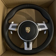 OEM Factory Porsche Sport Design Black Leather Steering Wheel