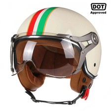 Open Face Motorcycle Helmet Retro Vintage Chopper Men Women Scooter Bike UK