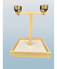 Parrot-Supplies Small Parrot Table Top Wooden Play Stand With Bowls