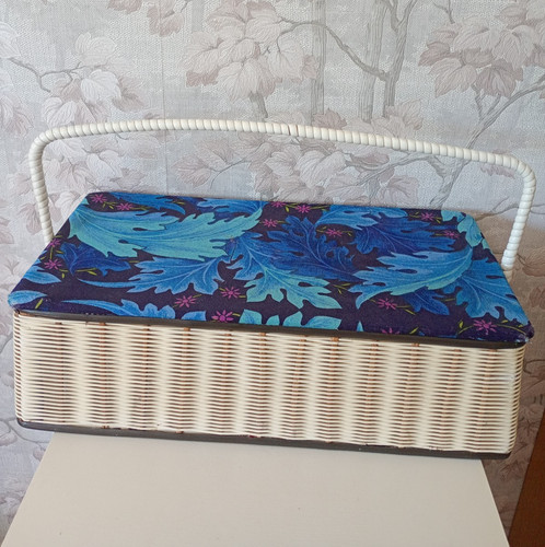Vintage white wicker sewing - wicker,