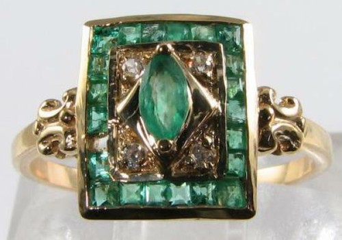 9ct gold emerald diamond - 9k,