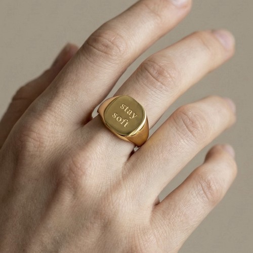 Tarnish free gold signet ring - free,