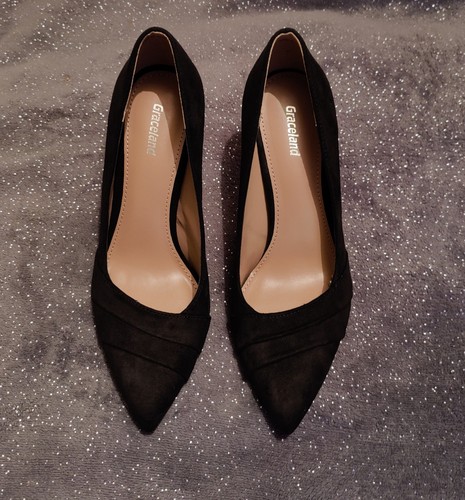 Ladies black faux - black, suede