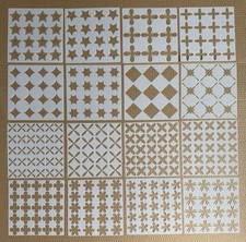 NEW 16Pcs 5.75 Inch Geometric Stencils For Painting Tile Wood Crafts Reusable