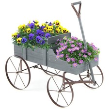 Wooden Garden Cart with Wheels