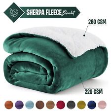 Large Sherpa Fleece Blanket Soft Warm Faux Fur Sofa Throw Bed Double King Sizes
