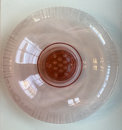 Pink etched depression glass - pink,