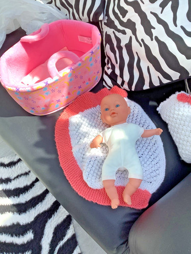 Baby doll and cot - doll,