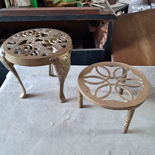 Two pierced brass trivet - two,